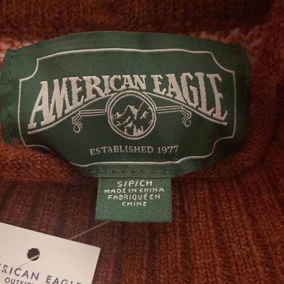 American Eagle NWT Mock Neck Cropped Fair Isle Pullover Close Knit Sweat… - Picture 11 of 12